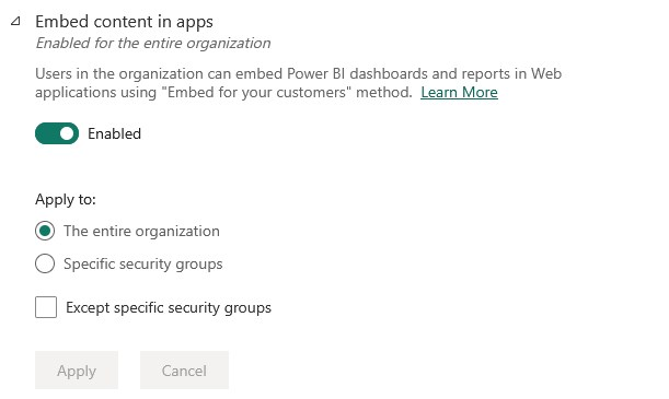 how to enable embed content in apps