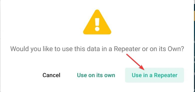 optisigns menyval med röd pil som pekar på använd i en repeater