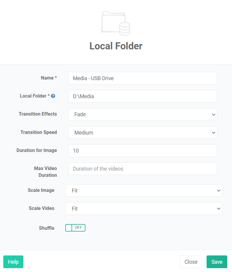 local folder app-meny