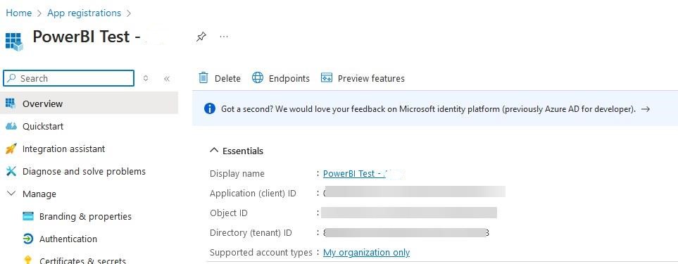 where to find app registration information in microsoft azure
