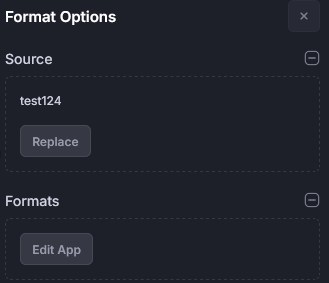 opzioni di formattazione per widget app