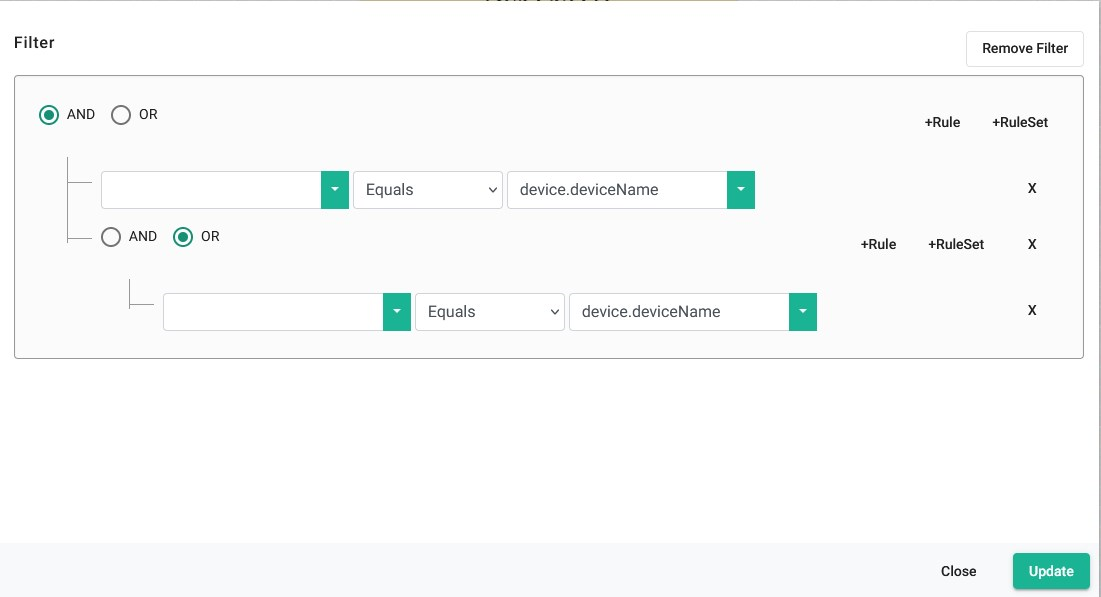 datasource filter option rulesets