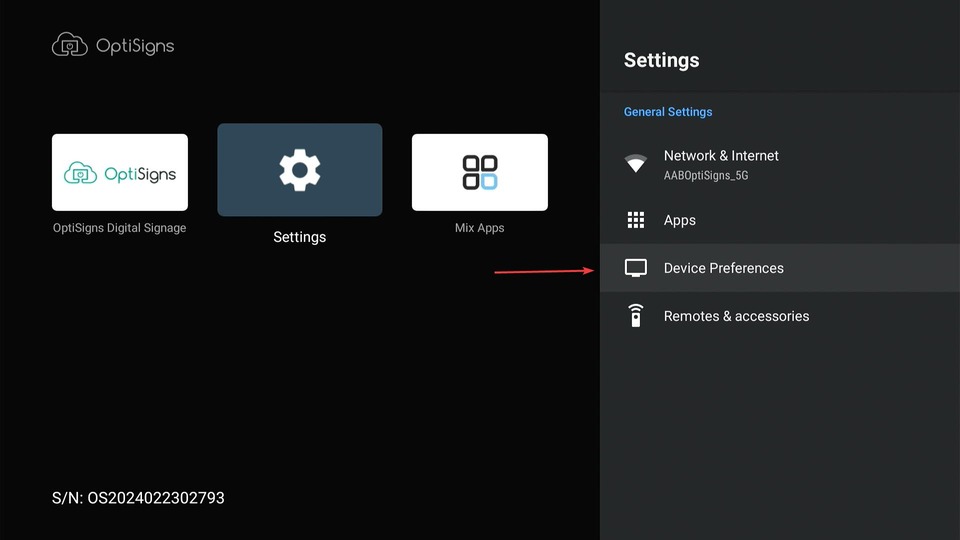 device preferences option android side menu