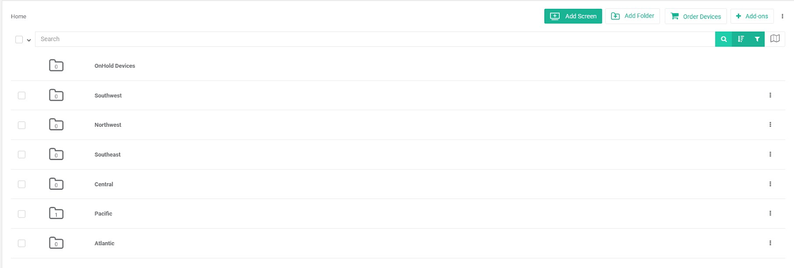 top level folders for default team