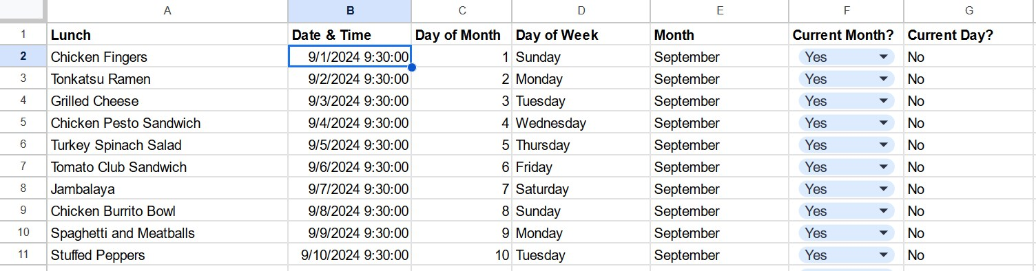 exemplo de agenda de eventos mensal do google sheets