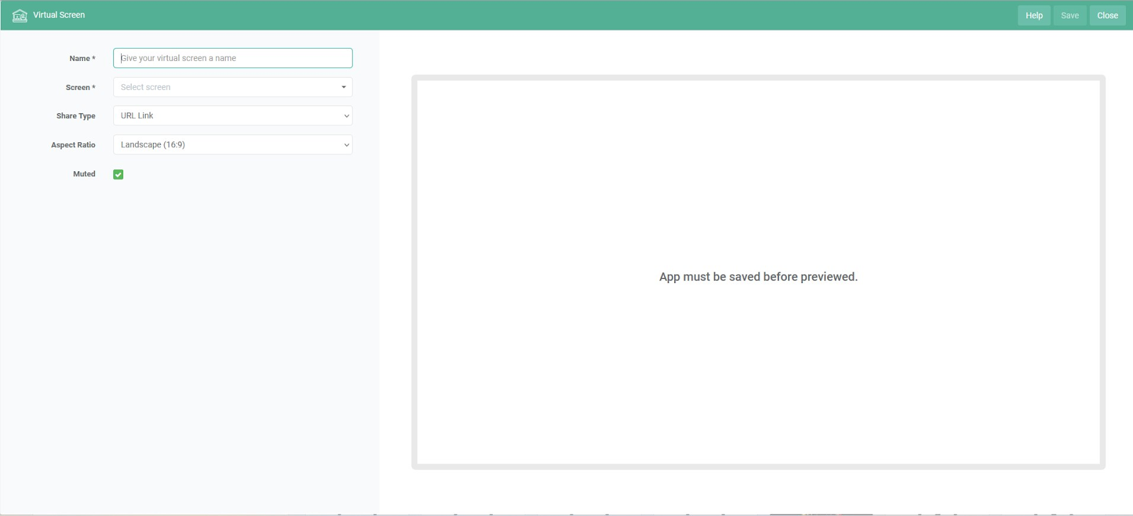 virtual screen app config optisigns