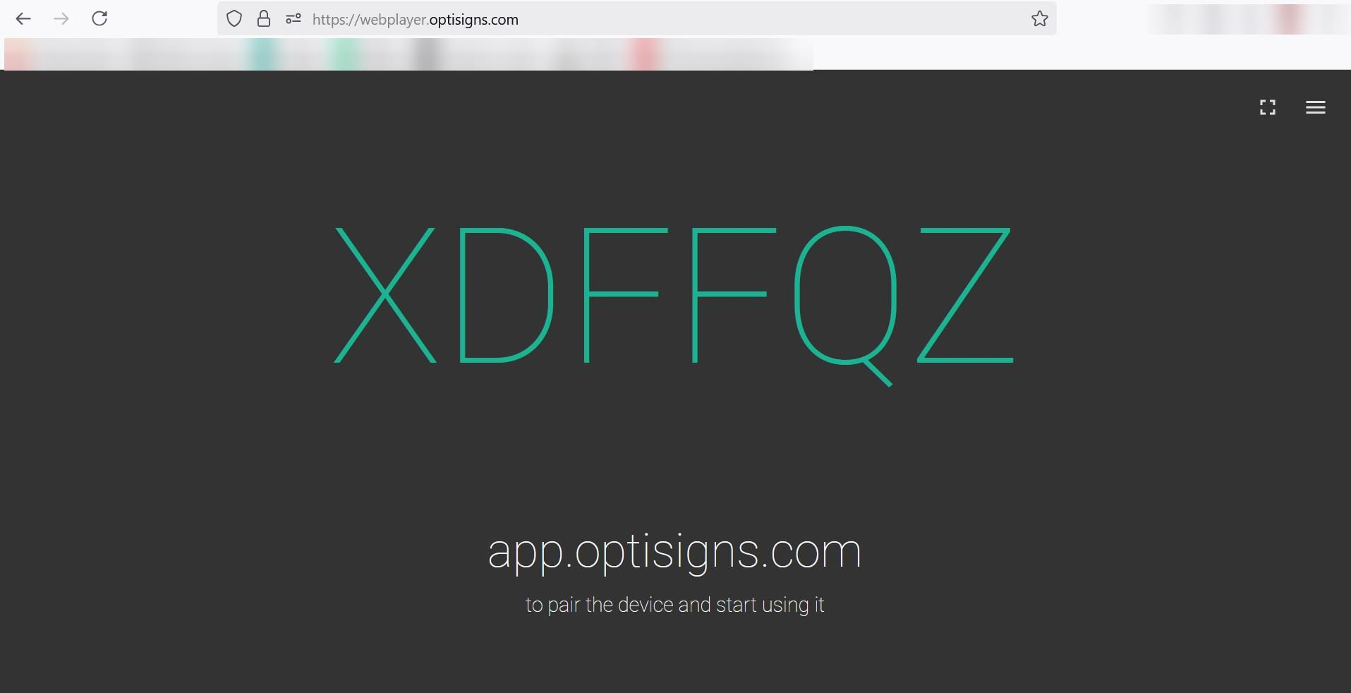 optisigns web player + pairing code
