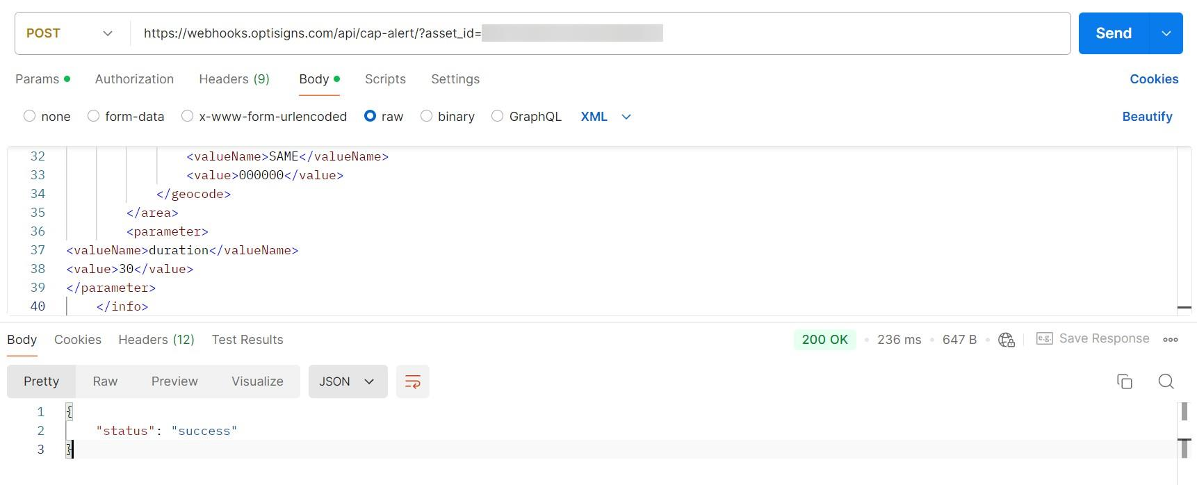 ejemplo de entrada xml en postman