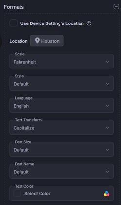 paramètres de format widget météo
