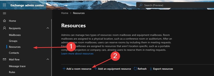 exchange admin center resource example