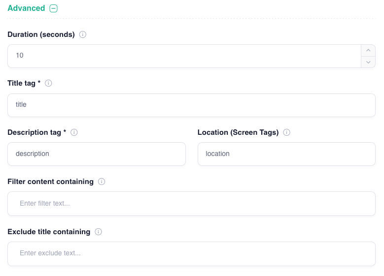 emergency feed app advanced options
