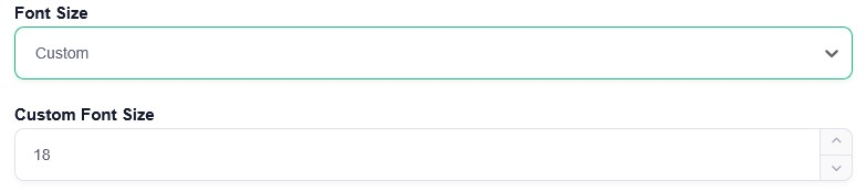 font size option expanded