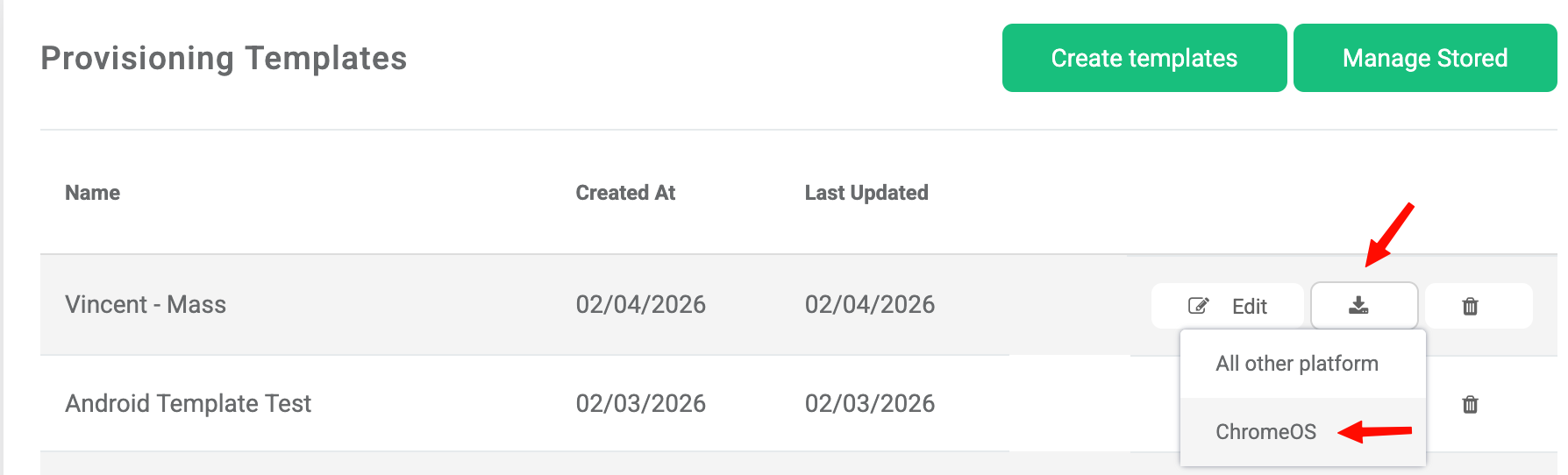 adding chromeos to provisioning template
