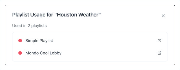 Cuadro de diálogo de uso en listas con las dos listas que usan el recurso Houston Weather
