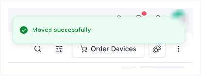 Moved successfully confirmation message