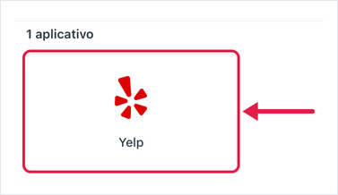 O bloco do aplicativo Yelp na caixa de diálogo Adicionar aplicativo