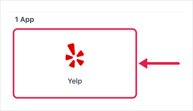 Die Yelp-App-Kachel im Dialog App hinzufügen