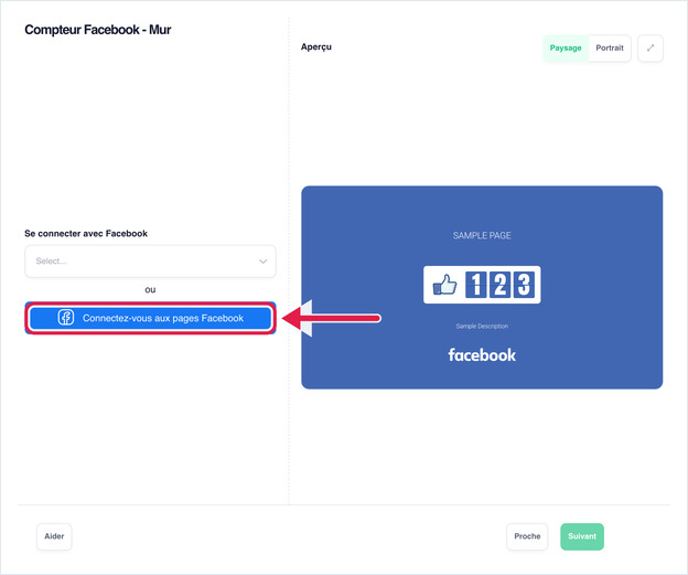 Configuration de Facebook Counter - Wall avec Login with Facebook et Connect Facebook Pages