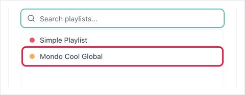 A caixa de diálogo com as playlists que pode aninhar