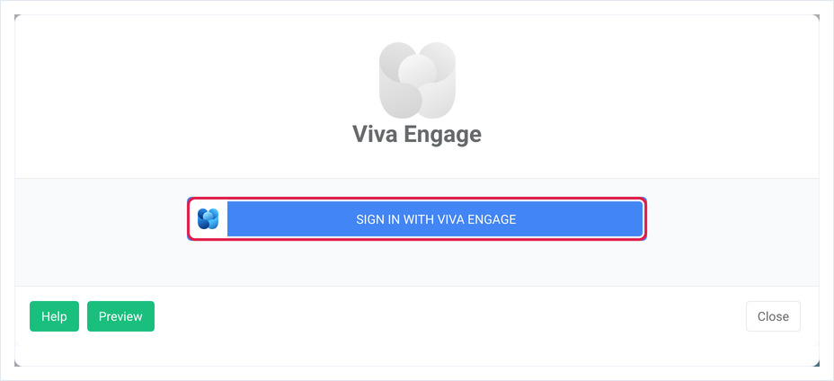 「Viva Engageでサインイン」ボタンを強調表示したViva Engageアプリのダイアログ