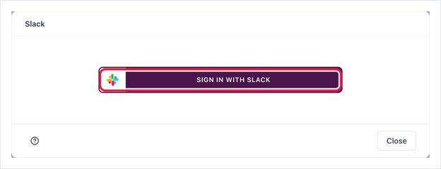Slack app dialog with the Sign In With Slack button highlighted